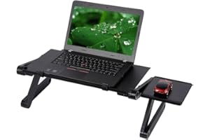 CUNSIEUN Tavolo per computer portatile, tavolo per computer portatile, tavolo da lavoro, tavolo pieghevole a 360 gradi, angolo regolabile, rimovibile, portatile, tavolino da caffè da libro, compatibile con