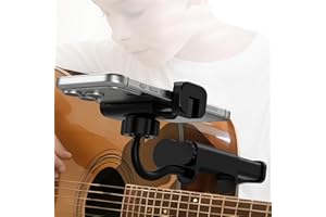 ALAFLY Support de Téléphone pour Guitare- Support Universel pour Smartphone pour Guitare, Basse, Ukulélé, Rotatif à 360° et Réglable, Idéal pour La Diffusion en Direct et l'enseignement en Ligne