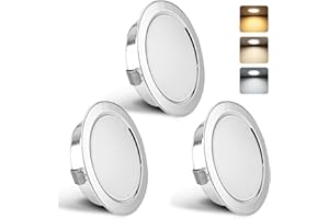 YindaLux 3 Pack Downlight LED Empotrable 230V 3W 3000K/4000K/6000K, 15mm Extraplano, Focos LED Interior Techo 300LM Ф55-58mm, IP44 Ojos de Buey para Baño, Cromo