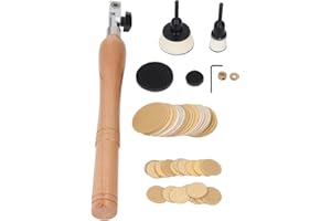 NOENNULL Ręczny Zestaw Szlifierki Misowej Drewniany Uchwyt Zestaw Szlifierki Misowej z Podkładkami 1in 2in 50 szt. Tarczy Szlifierskich