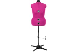 TOKISO Nähwelt Flach Schneiderpuppe Diana (XL - Pink) - Verstellbare Schneiderbüste für Erwachsene Frauen (ca. 56 - 60) - Kunststoff-Torso mit Nylonbezug