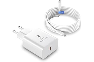 MKNENAJN Samsung 25W USB C ladekabel, Fast Charger Adapter Netzteil, für Samsung Galaxy S25 S24 S23 S22 S21 S20 Plus/FE/Ultra, A55 5g A54 A53 A52 A51 A16 A15 A14 A13 A12, mit Typ C Schnellladekabel 2m (weiß)