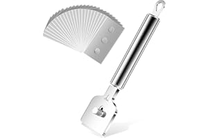 Flintronic Ceranfeldschaber Metall, Schaber Ceranfeld mit 24Pcs Ersatzklingen, Glasschaber Ceranfeld, Kochfeldschaber, Ceranfeld Kratzer Entfernen für Reinigung Von Backofen, Induktionskochfeld, Herd