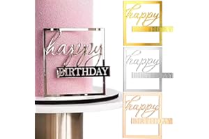 RUIYDZ 3Stück Happy Birthday Cake Topper, Spiegel Acryl Happy Birthday Tortendeko Geburtstag Torten Topper Kuchendeko Tortenaufleger Mädchen Kuchen Deko Caketopper Cake Decoration Torten Deko Geburtstagsdeko