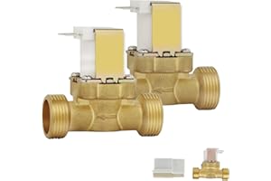 EXLECO 2 Pcs Electroválvula 12V DC VáLvula Solenoide Eléctrica G3/4" Electroválvula de Latón Normalmente Cerrada Para Control de Agua N/C