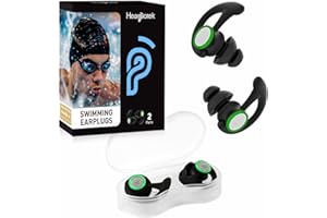 Hearprotek Swimming Ear Plugs Adults, 2 Pairs Reusable Waterproof Silicone Swim Ear Plugs for Shower Bath Surfing Pool Water Sports Black