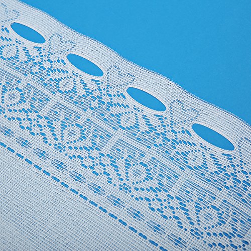 KING DO WAY Scheibengardine&Klein Kaffee Vorhang mit Französischen landhausstil Café Vorhang voile net setzt Fenstertür panel dekor, Home Dekoration Kitchen/cafe Curtain, H*B 45*150cm Weiß - 2