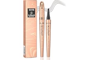GCVSE Eyebrow Pencil, Microblading Eyebrow Pencil with 4 Micro-Fork Tips, Long-Lasting Brow, Waterproof, Smudgeproof Brow Pen - Easy Creation of Natural Looking Defined Eyebrows (Dark Brown)