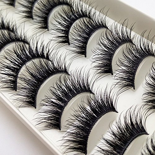 Bluelans® 10 Paar Handgemacht Quer Lange Falsche Künstliche Wimpern Natürlich Schwarz Eyelashes Wimpernverlängerung Make-up - 2