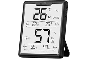 DOQAUS Cyfrowe termometry pokojowe, miernik wilgotności z dużym wyświetlaczem, termometr higrometryczny z ikonami, 5-sekundowe odświeżanie, higrometr pokojowy do domu/biura/żłobka