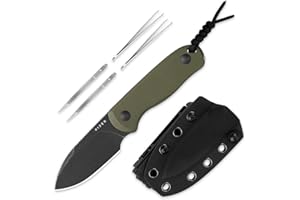 Kizer Drop Bear Fix Feststehendes Messer, 6,52cm D2-Stahl Schwarze Stonewash-Klinge, EDC Camping Messer mit Olivgrünem G10-Griff, Jagd- und Überlebensmesser mit Verstellbarer Kydex Scheide, 1094M1