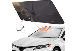 ‎JOYTUTUS JOYTUTUS Sonnenschutz Auto Frontscheibe, [2024 Upgrade] 360°Drehbar Windschutzscheibe Sonnenschutz mit UV-Schutz, Auto Sonnenschirm mit Verstellbarer Stange, für die meisten Autos SUVs, 138 x 80 cm