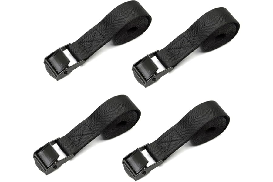 SHUBEIEUMI Tie Down Straps, 4 Pack Straps with Buckles, 2cm x 50cm Adjustable Cargo Straps, Ratchet Straps for Motorcycle, Cargo, Trucks, Trailer, Luggage - Quick Release (Black)