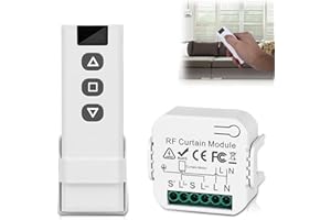 Nizirioo Control de persiana por radio, juego de reequipo: control de motor de persiana con mando a distancia RF + módulo receptor, alcance de hasta 100 m, interruptor inalámbrico para persianas,