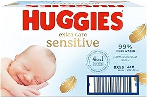 Huggies Pure Extra Care Feuchttücher, 8 x 56 Stück = 448 Tücher