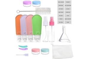 gotyou Zestaw 17 silikonowych butelek podróżnych, pojemniki podróżne, do napełniania, artykuły toaletowe, szczelne pojemniki podróżne, nie zawierają BPA