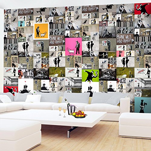Fototapete Banksy Mosaik 396 x 280 cm – Vliestapete – Wandtapete – Vlies Phototapete – Wand – Wandbilder XXL – !!! 100% MADE IN GERMANY !!! Runa Tapete 9084012a - 4