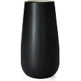 D'vine Dev 10 Inch Ebony Black Elegant Oval Ceramic Vase for Flowers, Home Décor Vase with Design Box, VS-LD-B-5
