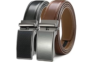 DOOPAI Leather Ratchet Belts for Men Automatic Belts Men With Easier Slide Buckle,1 3/8" Adjustable Trim to Fit