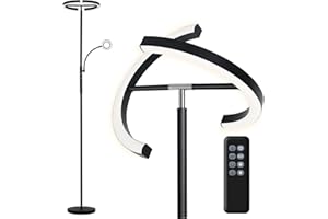 Aomeya Floor Lamp, Sky LED Modern Floor Lamp Super Bright Floor Lamps,20W/1600LM Main Light and 7W/400LM Side Reading Lamp for Living Room, Bedroom, Work with Remote Control & Touch Control (A)