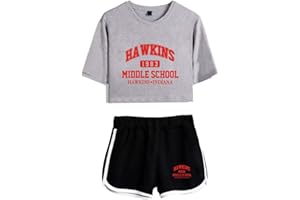 SIMYJOY Femme Crop Top Cool Retro Style Old School Street Fashion T-Shirts et Short Suit 1980s Clothes Set for Girls