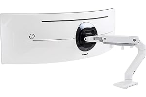 Ergotron - Bras HX HD Gaming : Support Mono-écran, pour moniteurs incurvés 1000R jusqu'à 49 Pouces, 12,7-19,1kg, VESA – Pivot HD, Blanc (45-647-216)
