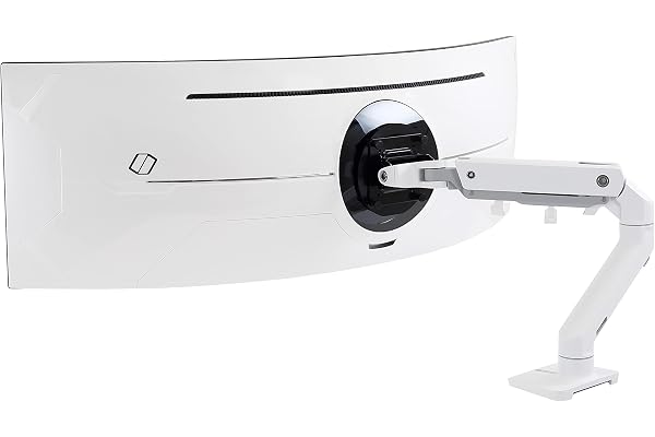 Ergotron - Bras HX HD Gaming : Support Mono-écran, pour moniteurs incurvés 1000R jusqu'à 49 Pouces, 12,7-19,1kg, VESA – Pivot HD, Blanc (45-647-216)