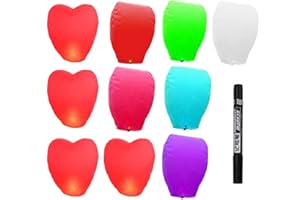 WSDFTQ Chinese Lanterns, Lanterns to Release in Memory, Chinese Paper Lanterns, Lanterns to Release in Memory for Festival Celebrations and Memorial Events, Parties, Memorials (red)