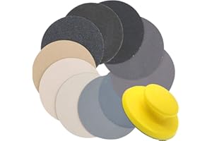 VIBRATITE 40 Stück 125mm Nass Trocken Schleifpapier Feine Körnung 80 bis 7000 Korn Sortiment mit Schwamm Griff Schleifblock für Holz Metall Schleifen und Automotive Polieren
