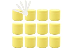 ZEOABSY 12 Pezzi Giallo Vasetti plastica 150 ml Crema Barattoli Vasetto Vuoto con Coperchio Imbottitura interna per Stoccaggio di Viaggi Polvere Maschera Cream gli occhi Balsamo Labbra DIY