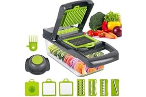WIZE PRODUCTS Vegetable Chopper, Food Chopper, Veggie Slicer & Dicer, Multifunctional 14-in-1 Cutter, Onion Chopper, Grater with Container, Kitchen Gadget for Veggies, Fruits & More