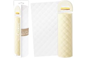 ScrapCooking - Tapis Bûche Silicone « Matelassé » - Moule Bûche de Noël 3D en Relief - 28,3 x 18 cm - Qualité Professionnelle - Pâtisserie, Dessert, Gâteau Original - Avec Recette - Blanc - 2974