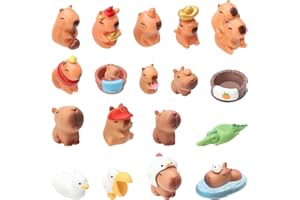 APOMOONS 18Pcs Mini Capybara Figuras Decoraciones para tartas, Mini Capybara Silicona Jardín de Hadas Decoración para Niños Cumpleaños Baby Shower Fiesta Pastel Casa de Muñecas Escritorio