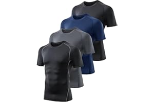 TELALEO 4 Pack Kompressionsshirt Herren Kurzarm/Langarm Funktionsshirt Schnell Trocknend T-Shirts Atmungsaktiv Sport Laufshirt für Fitness Laufen Gym