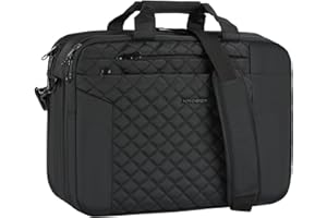 KROSER Torba na laptopa dla mężczyzn, torba na laptopa 17 cali, rozszerzana torba na komputer, wodoodporna teczka na laptopa z zabezpieczeniem przed kradzieżą, torba na ramię dla kobiet, biznesowa, do