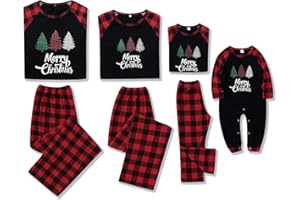 Amissz Pigiama Famiglia Natale Set, Sleepwear Natalizio per Neonato Bambino papà Mamma, Coordinati Manica Lunga e Pantaloni