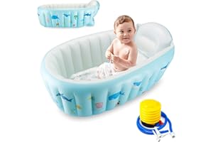 PandaEar Vasca da Bagno Gonfiabile per Bambini, Vaschetta Portatile da Viaggio per Neonati e Bambini con Pompa ad Aria, Bacinella Pieghevole Antiscivolo, Mini Piscina per Neonati (Blu Balena)