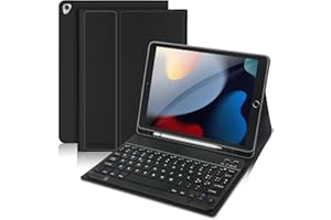 JADEMALL Custodia con Tastiera per iPad 10.2", iPad 9a/8a/7a Generazione - 2021/2020/2019, Layout Italiano QWERTY Tastiera Staccabile Bluetooth Magnetica, Nero