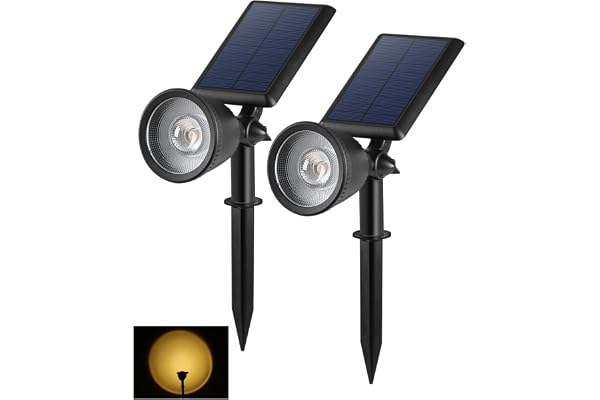 BLOOMWIN Spot Solaire Extérieur Jardin - Lot de 2 Projecteurs Lampes Solaires Extérieures Intérieures Étanche IP65, Éclairage Exterieur pour Arbres Plantes Décoration Jardin Pelouse Terrasse Patio