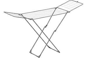 SONGMICS Étendoir à Linge, Séchoir Pliable, 50 x 182 x 102,5 cm, avec Barres, Support de Séchage sur Pieds, Utilisation Intérieure/Extérieure, Draps et Vêtements, Gris LLR540G01