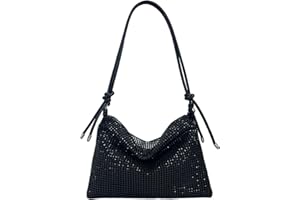 KSVFTB Black Clutch Bag, Sparkly Rhinestone Design, Black Clutch Bags for Women, Adjustable Strap, Spacious Interior, Clutch Bags for Women for Wedding Party Cocktail Prom Crossbody