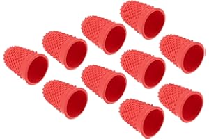 PATIKIL 0.71x1.1 Pollici Gomma Dita Punte 10pz Silicone Pollice Polpastrelli Protezione Coprisupporti Cuscinetti Ditale Impugnature per Ufficio Conteggio Cucito Rosso Piccolo Dimensione