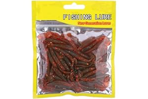 Huairdum Fish Bait, 150PCS 5cm Soft Plastic Fishing Lures T-Tail Grub Worm Baits Fish Tackle Accessory for Saltwater Freshwater Fishing (#9)