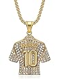 10 Pendant Jersey Soccer Necklace for Men - Rock Number 10 Soccer Pendant, Iced Out Sports Jewelry