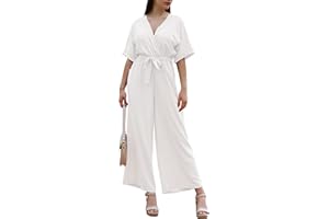 LAPHILO Tuta Lunga Donna con Scollo V Monopezzi a Gamba Larga con Cintura Casual Elegante Estiva (cod. 7213)
