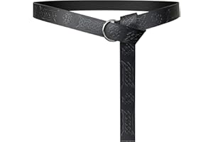 HiiFeuer Medieval Embossed PU Leather O-Ring Belt, Retro Renaissance Knight Belt