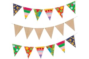 Baker Ross Kit de banderines hechos de madera (Pack de 15 banderas), para que los niños los decoren y exhiban
