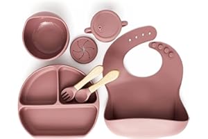 ZS ZHISHANG Baby Weaning Set,Baby Bowls Baby Plates Baby Cup Weaning Bowl Silicone Baby Feeding Set Weaning Plate Suction Bowls for Babies Weaning Baby Cutlery Set Baby Gifts