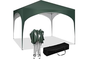 WOLTU Gazebo da Giardino Richiudibile 3x3m Gazebo Esterno in Ferro Regolabile in Altezza Tendone con Soffitto Semicircolare Pieghevole Protezione Solare,Tende per eventi Facile da Montare Verde