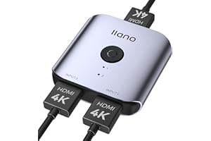 LLANO HDMI Splitter, HDMI Switch 4K@60Hz, Aluminum HDMI Splitter 2 in 1 Out or 1 in 2 Out, HDMI Switcher for Xbox PS5/4/3 Blu-Ray Player Fire Stick Roku HDTV